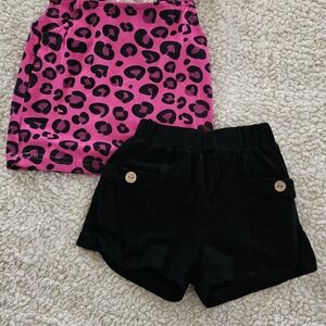 Pink Leopard Print Skirt and Black Shorts Set